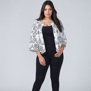LANE BRYANT Embroidered Eyelet Bell Sleeve Jacket Blouse 28